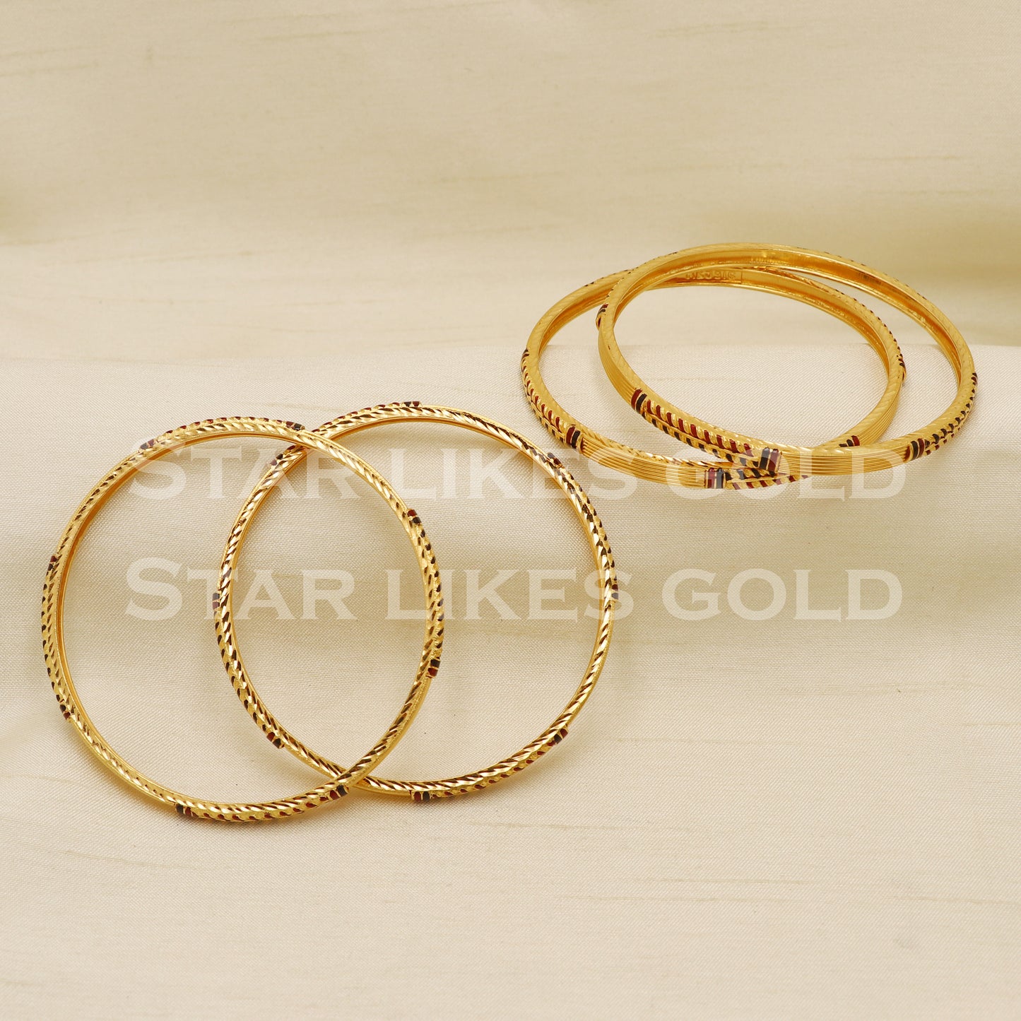 22 karat 22k gold Bangle Bracelet 4 pieces Jewelry, PR1568