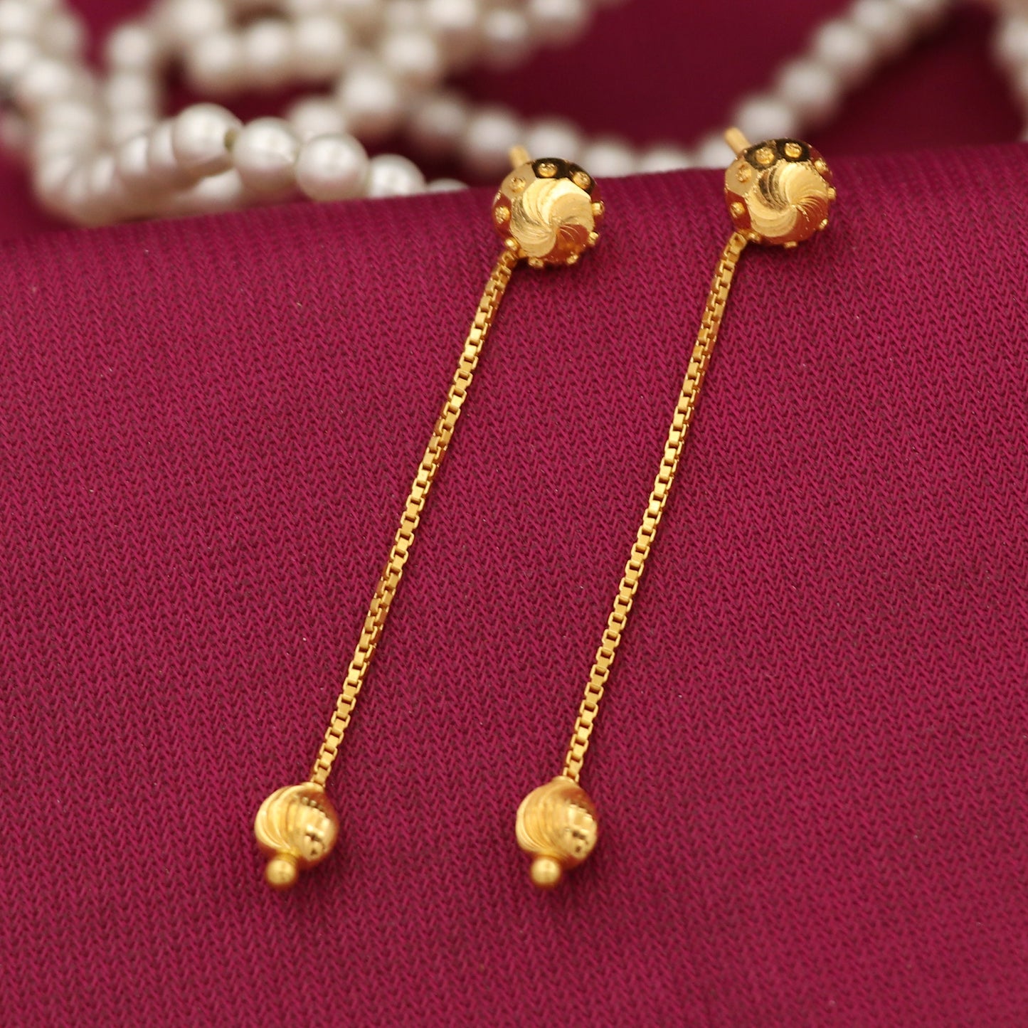22kt Gold HALLMARKED dangle Earrings Handmade Jewelry, Perfect Gift for Lover,  PO-1402