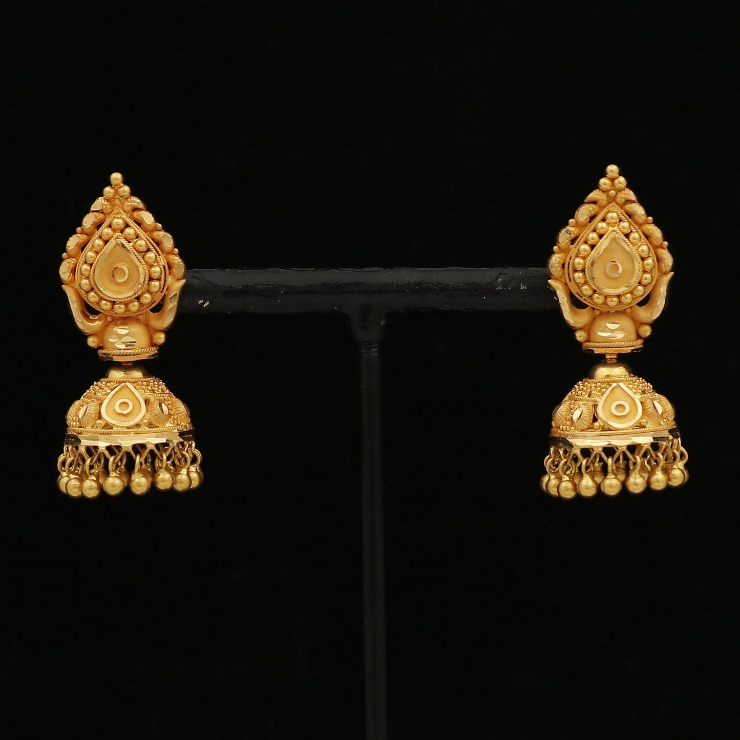 Stunning 22k 22kt gold Jhumka Earrings Handmade Jewelry, Perfect Gift for Loved Ones  PO-1128