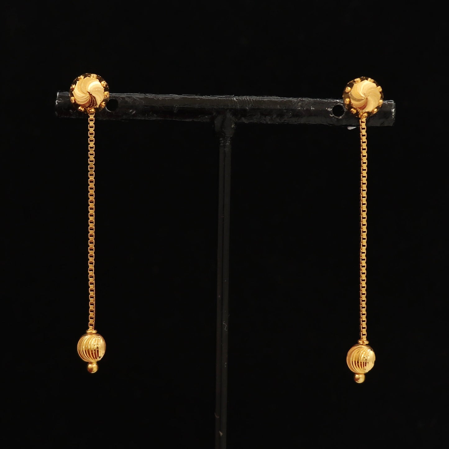 22kt Gold HALLMARKED dangle Earrings Handmade Jewelry, Perfect Gift for Lover,  PO-1402