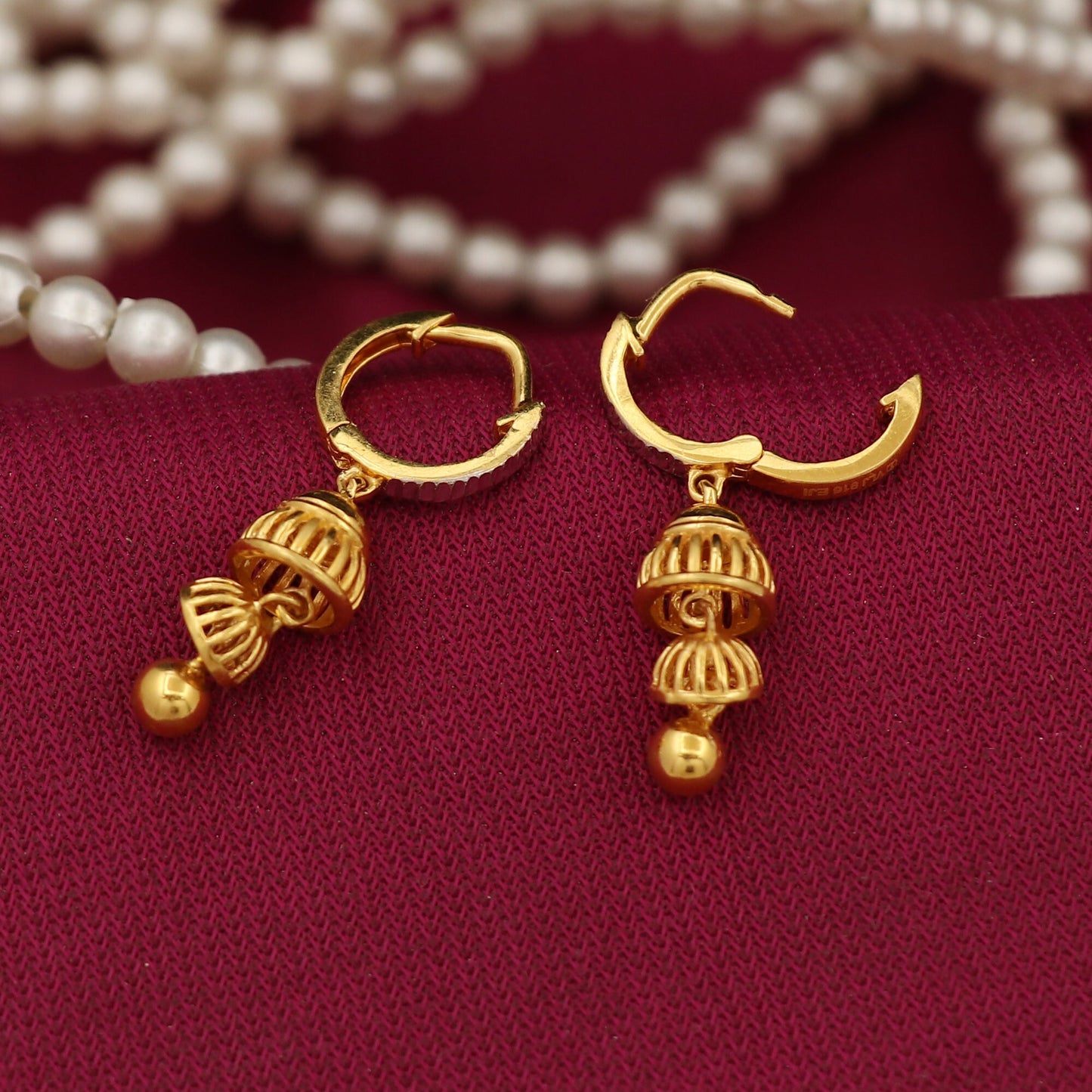 Jhumki hoop style 22k 22kt gold hoop dangle Earrings Handmade Jewelry, Perfect Gift for Lover  PO-1417
