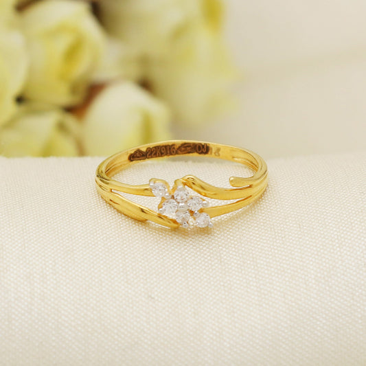 Fashion Right Hand 22k Gold Ring Statement Jewelry, Under 2 Grams, All Sizes