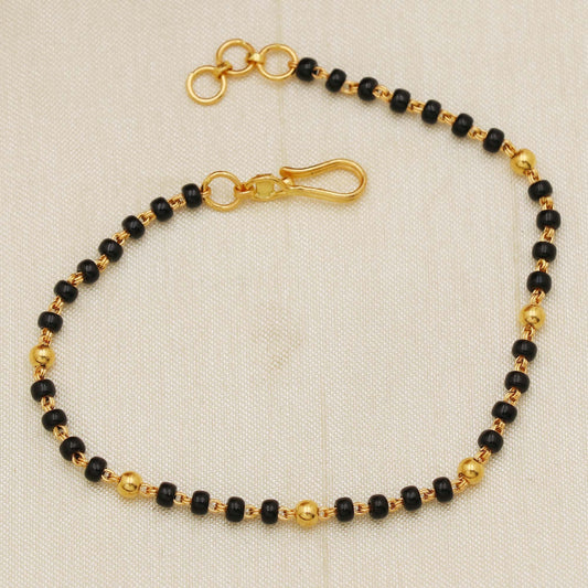 Bracelet in 22K Gold Black Beads, Minimalist Gold Jewelry, Bracelet, Authentic, PO-2184