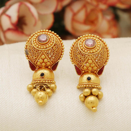 Modern Hallmark 22k Gold Ornate Chandelier Earrings with Gold Bead Tassels, PO-2212