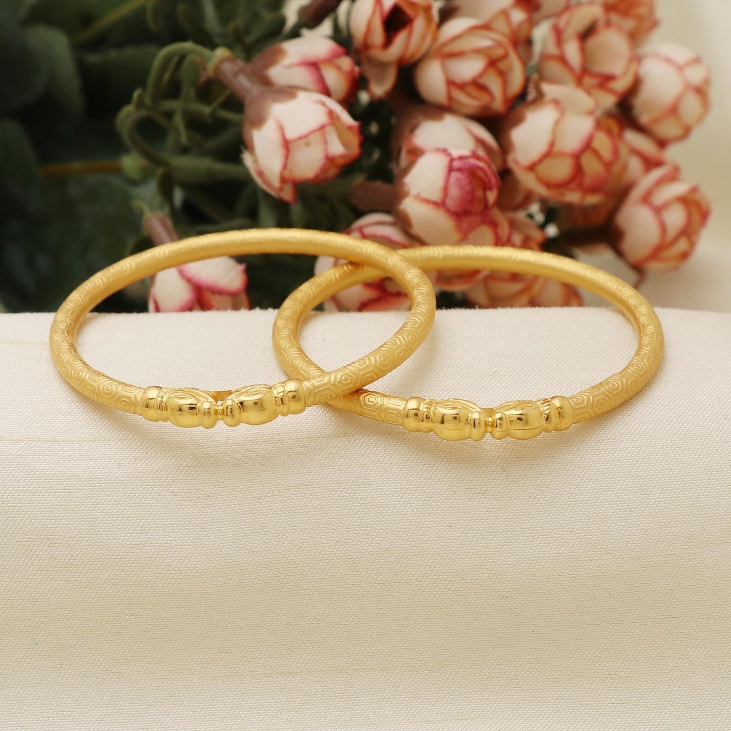 22 karat 22k gold bangle kada bracelet pair set jewelry for kids child baby son and daughter,