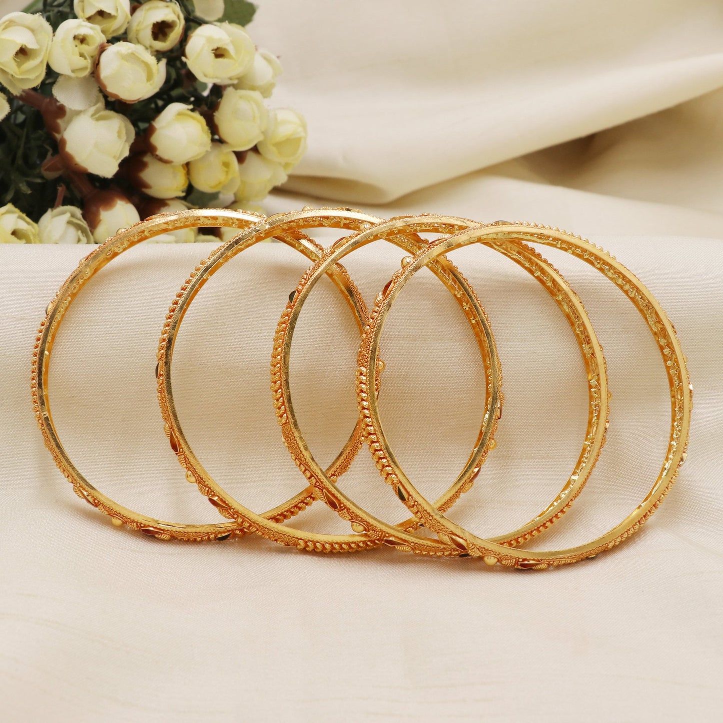 22 karat 22k gold bangle bracelet set jewelry, 4 pieces set