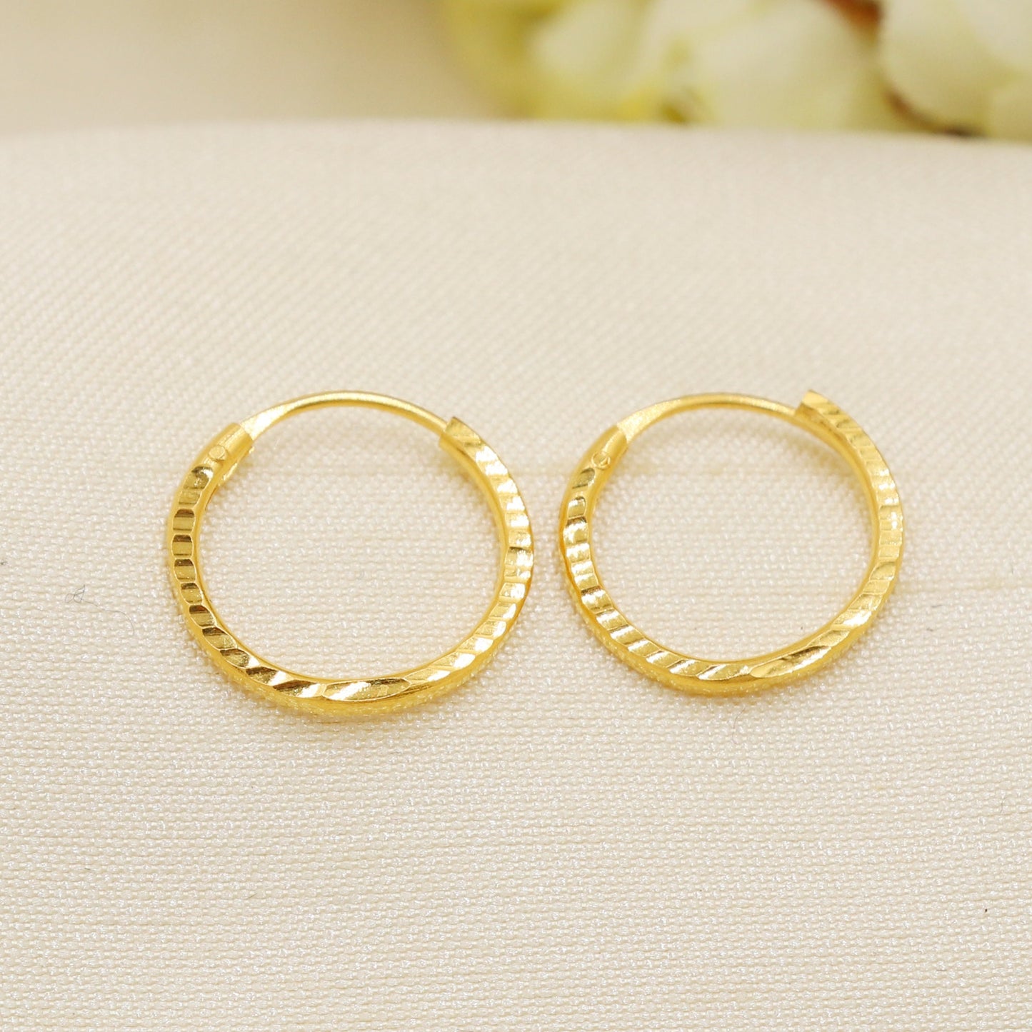 22K Solid Yellow Gold Hoop Earrings Genuine Hallmarked 916 Handcrafted Jewelry