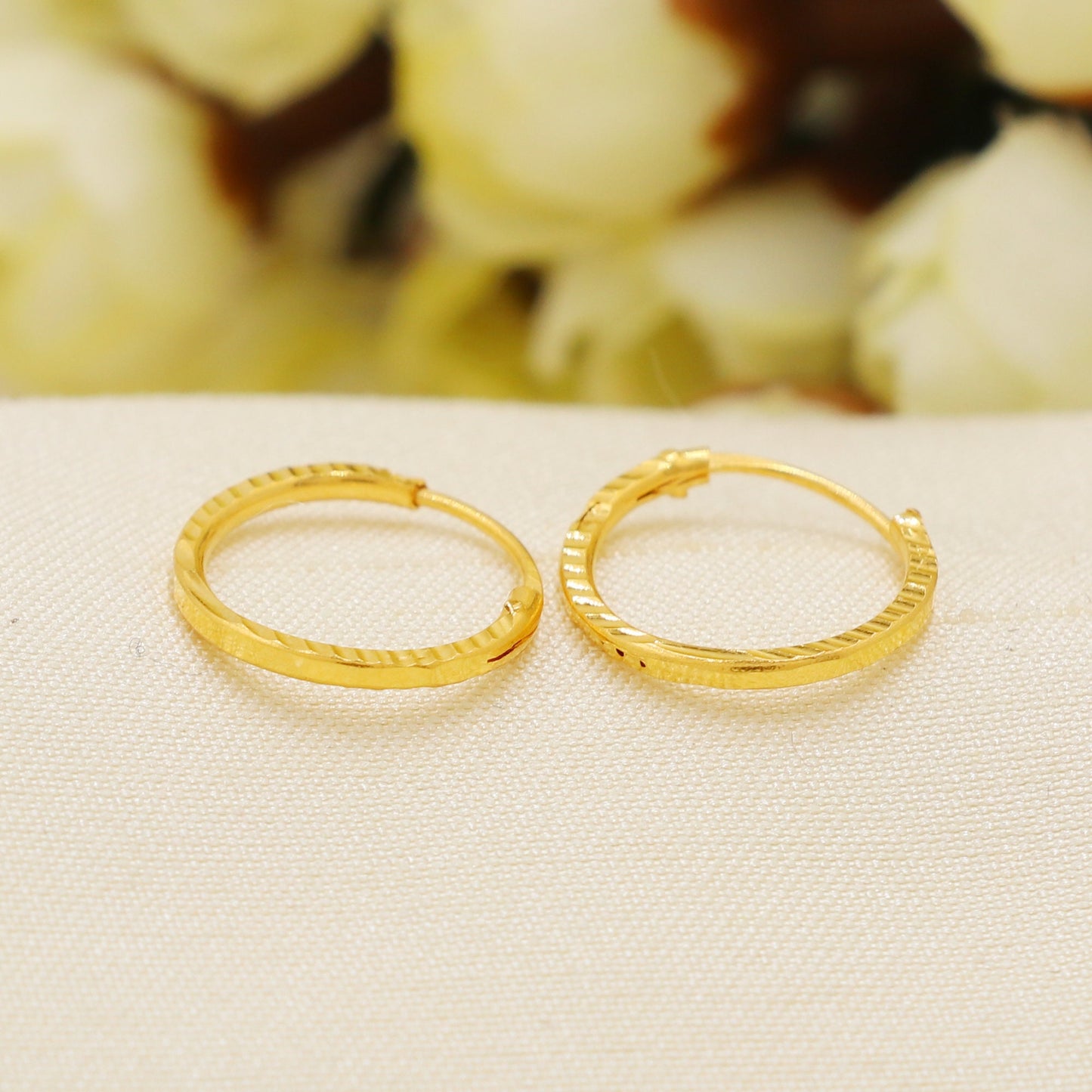 Beautiful Solid 22K Yellow Gold Hoop Earrings Genuine Hallmarked 916 Handcrafted Jewelry