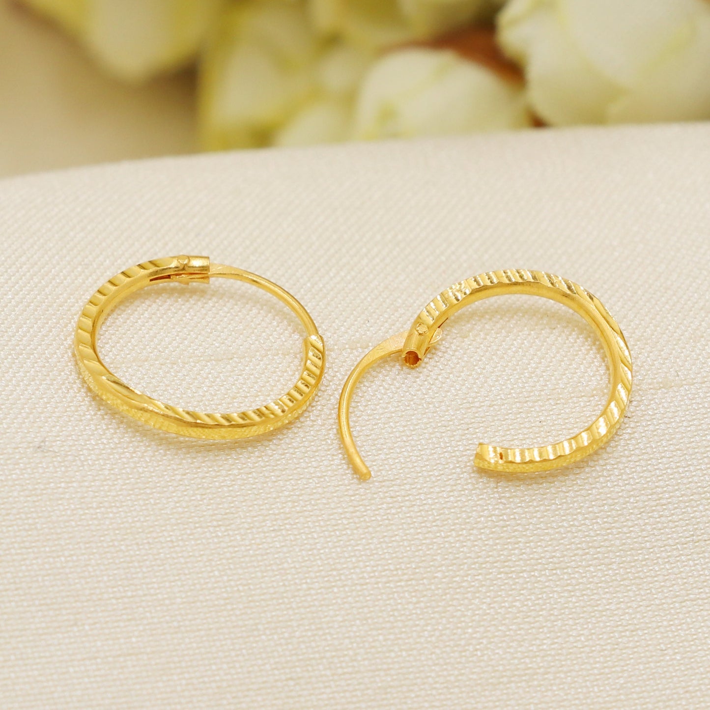 22K Solid Yellow Gold Hoop Earrings Genuine Hallmarked 916 Handcrafted Jewelry