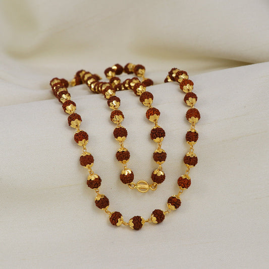 Rudraksha chain 22k yellow gold Hallmarked necklace fabulous customized chain, 6mm wide unisex jewelry from india men's jewelry