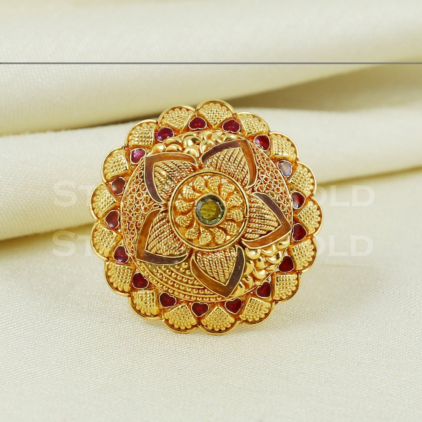 beautiful 22K Yellow Gold Ring Genuine Hallmarked 916 Handcrafted Jewelry