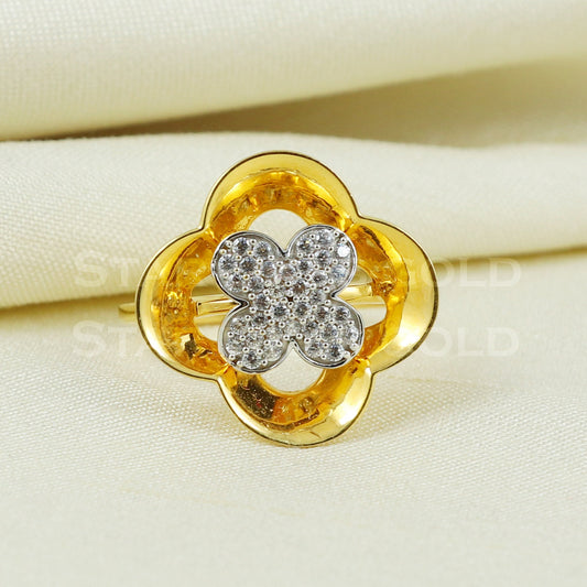 Zircon 22K Yellow Gold Ring Genuine Hallmarked 916 Handcrafted Jewelry