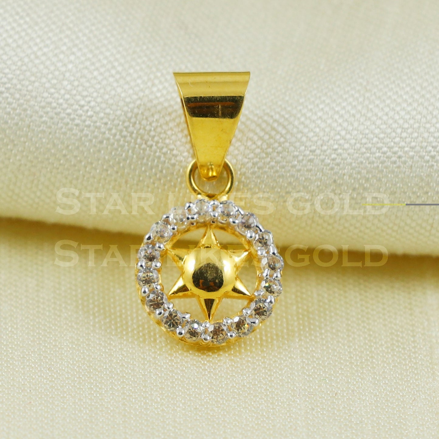 beautiful Zircon 18k Yellow Gold Handmade Pendant Jewelry
