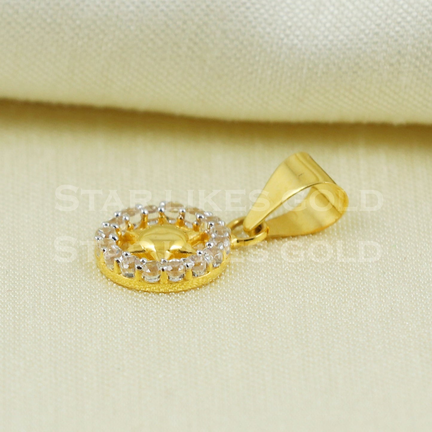 beautiful Zircon 18k Yellow Gold Handmade Pendant Jewelry