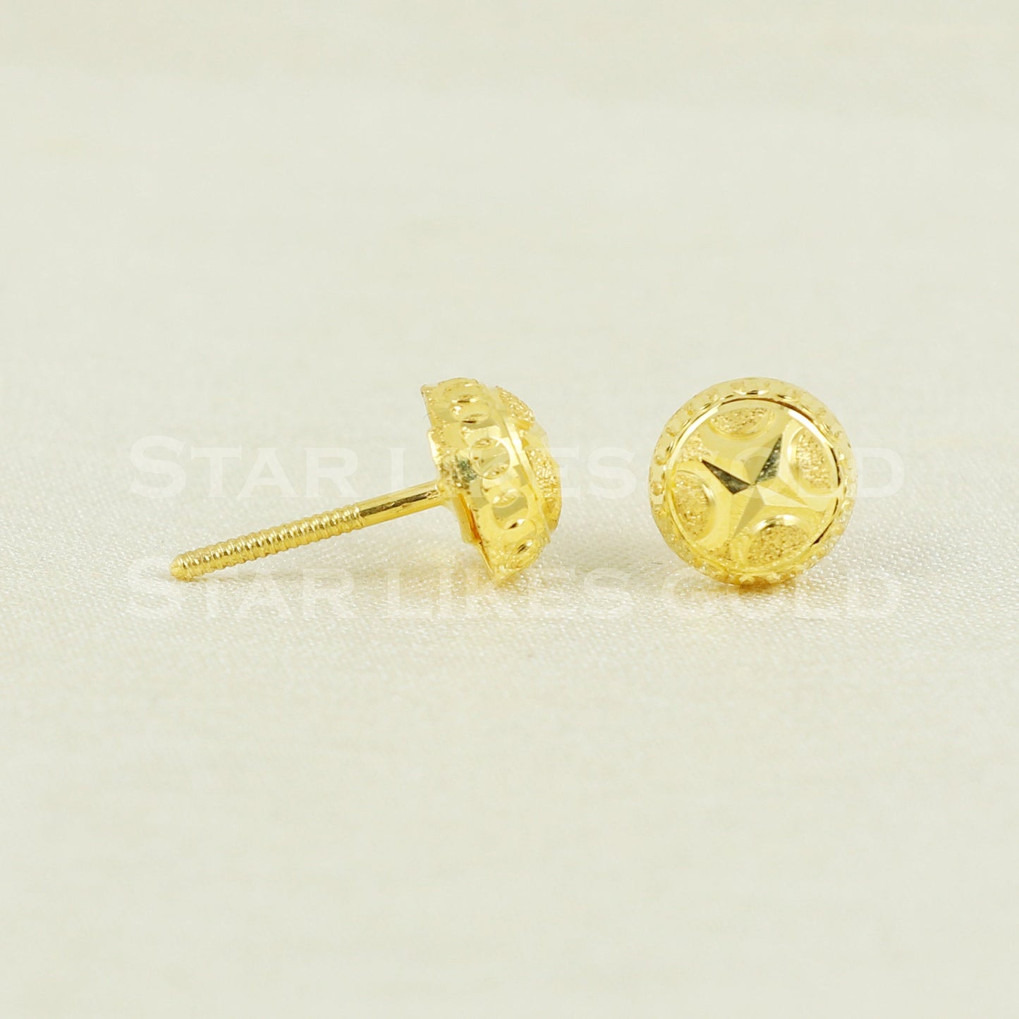 Exquisite 18K Yellow Gold Blossom Stud Earrings - Intricate Handcrafted Floral Jewelry