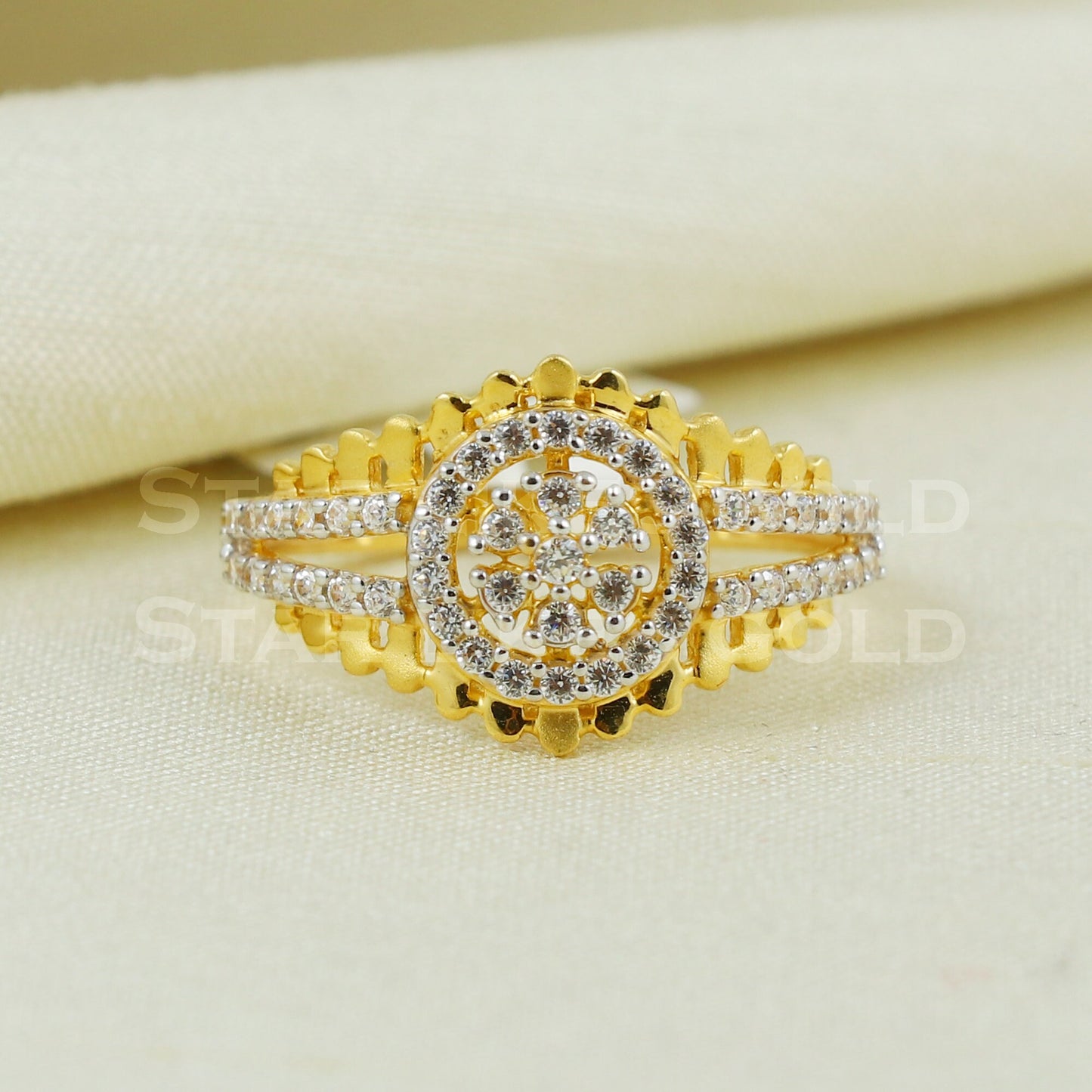 zircons 22k 22KT GOLD RING Handmade fine Jewelry, Perfect Gift for Lover
