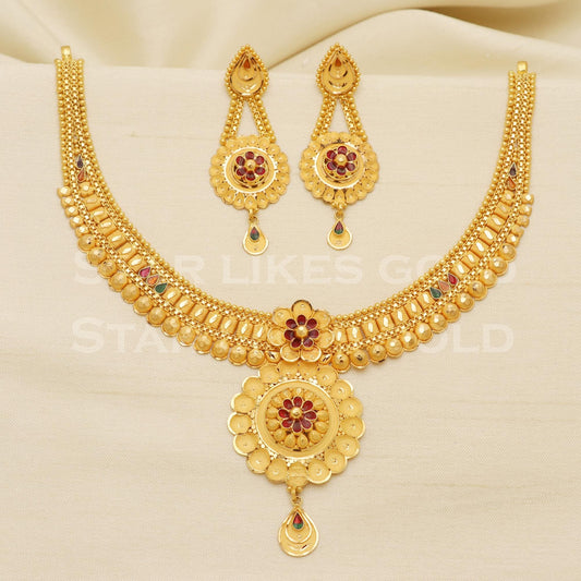 Fine 22KT 22 Karat GOLD NECKLACE set Jewelry, Indian jewelry, Perfect Gift for Loved Ones