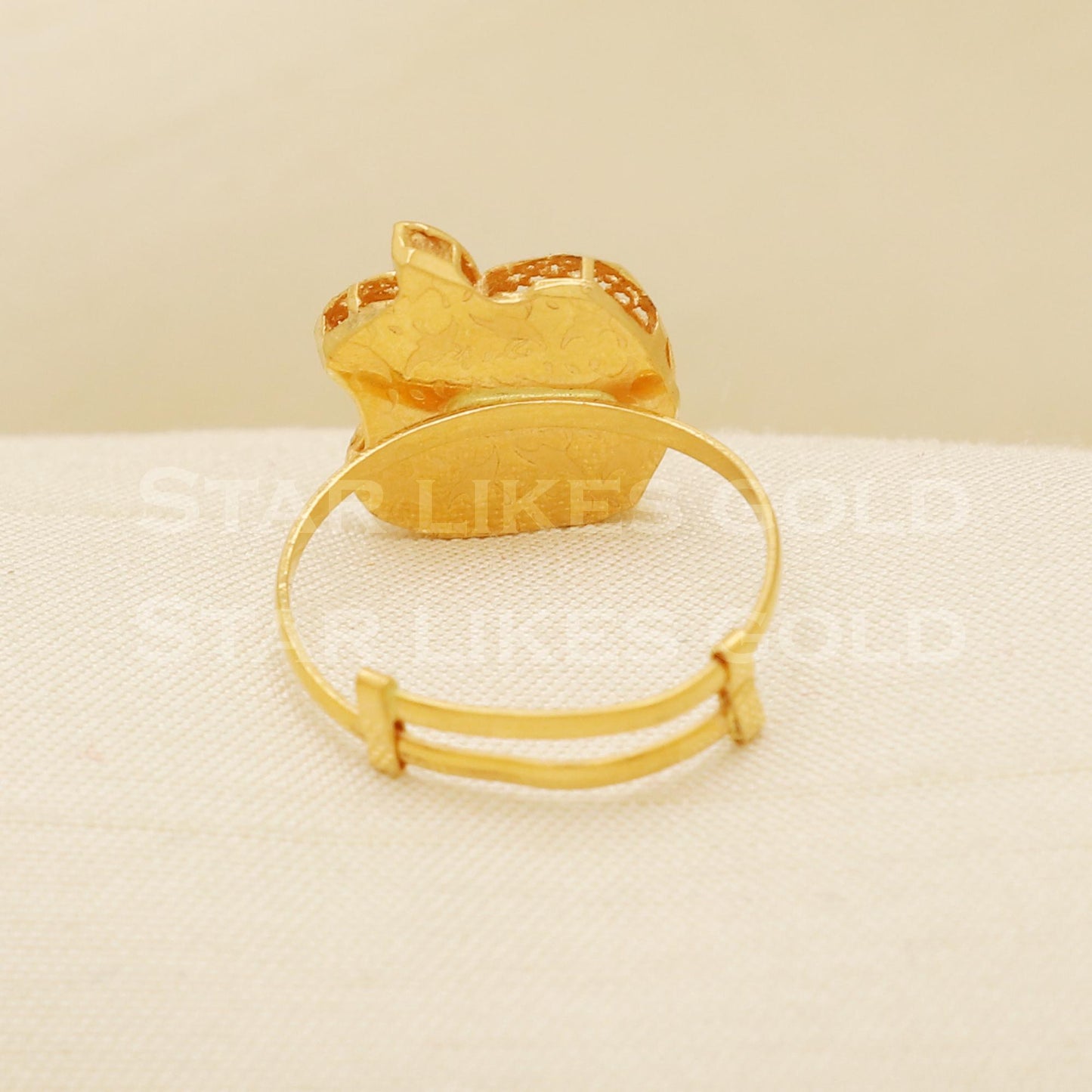 Apple design 22 karat 22k gold Handmade Ring adjustable jewelry