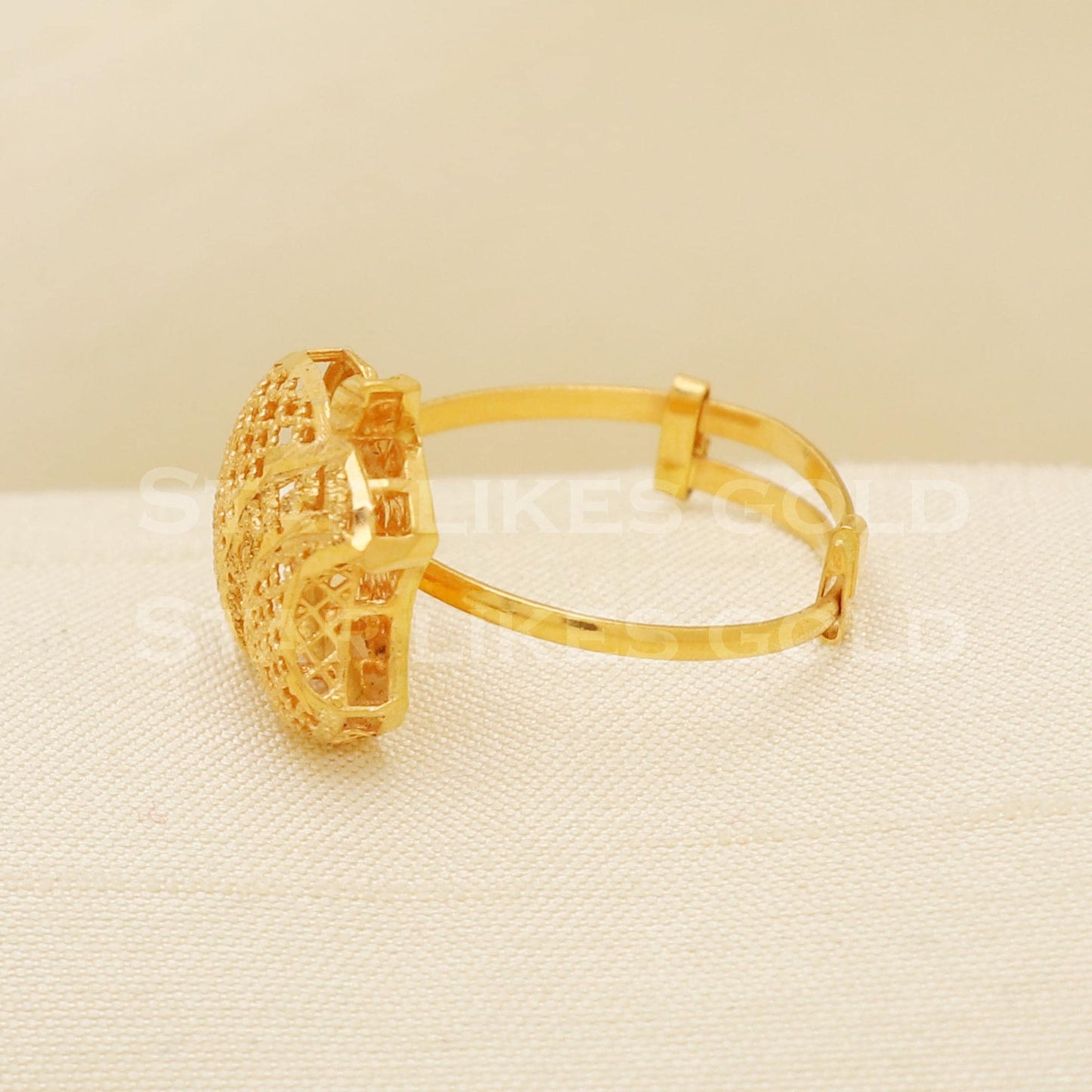 Apple design 22 karat 22k gold Handmade Ring adjustable jewelry