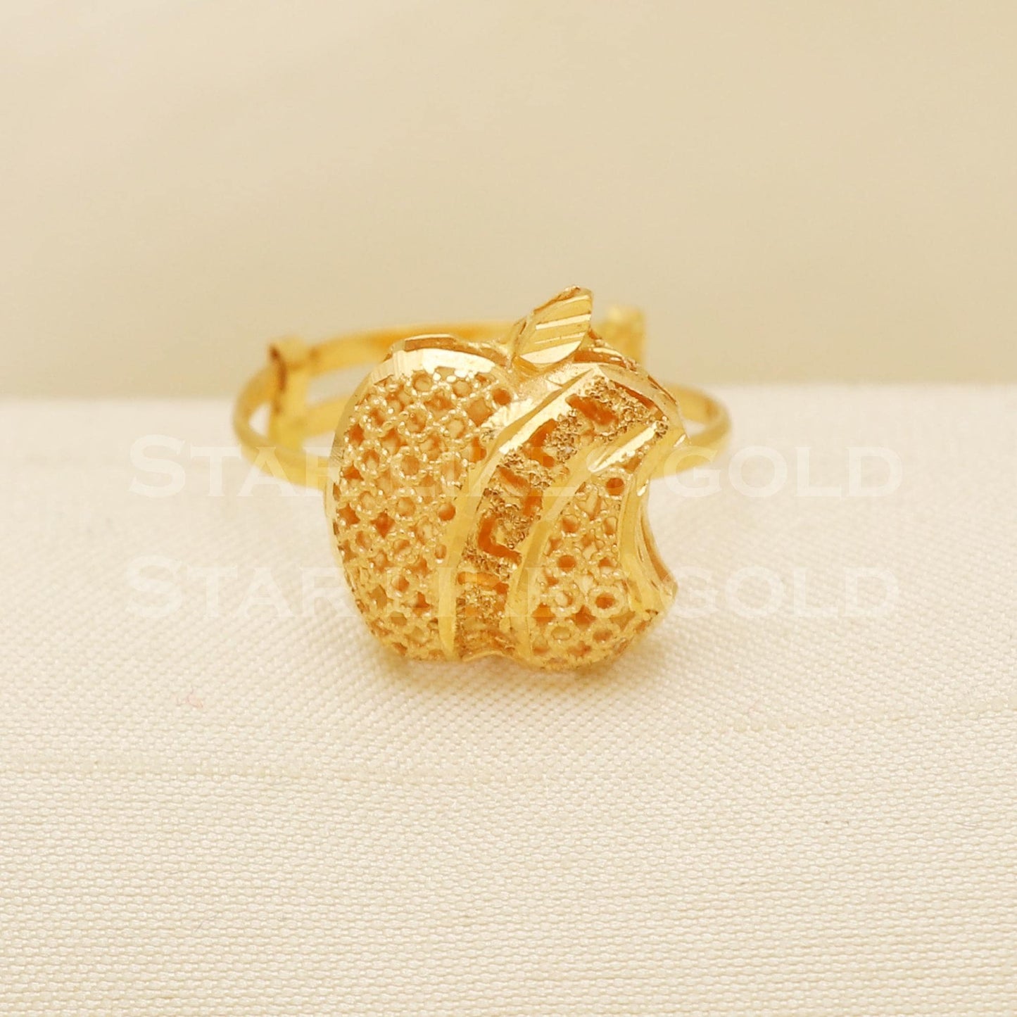 Apple design 22 karat 22k gold Handmade Ring adjustable jewelry