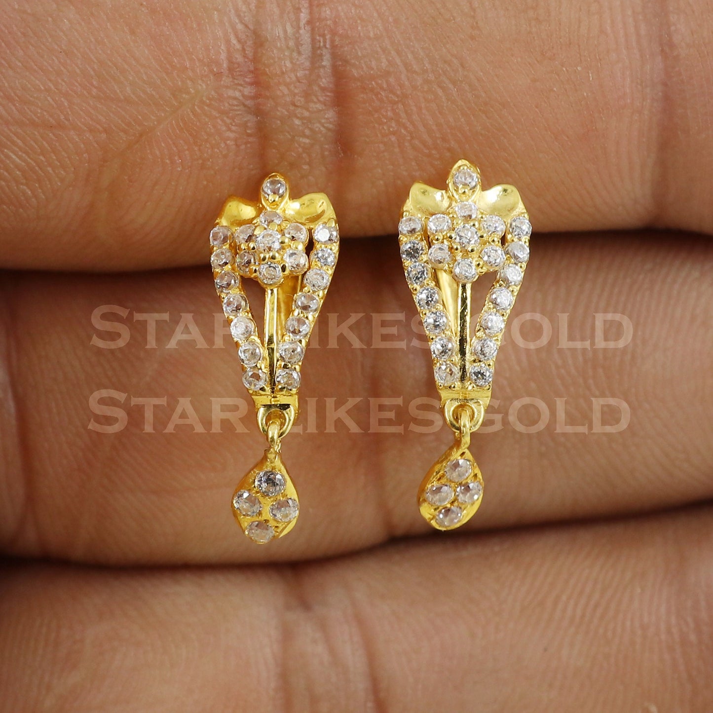 zircons 18 karat 18k gold bali hoop earrings jewelry