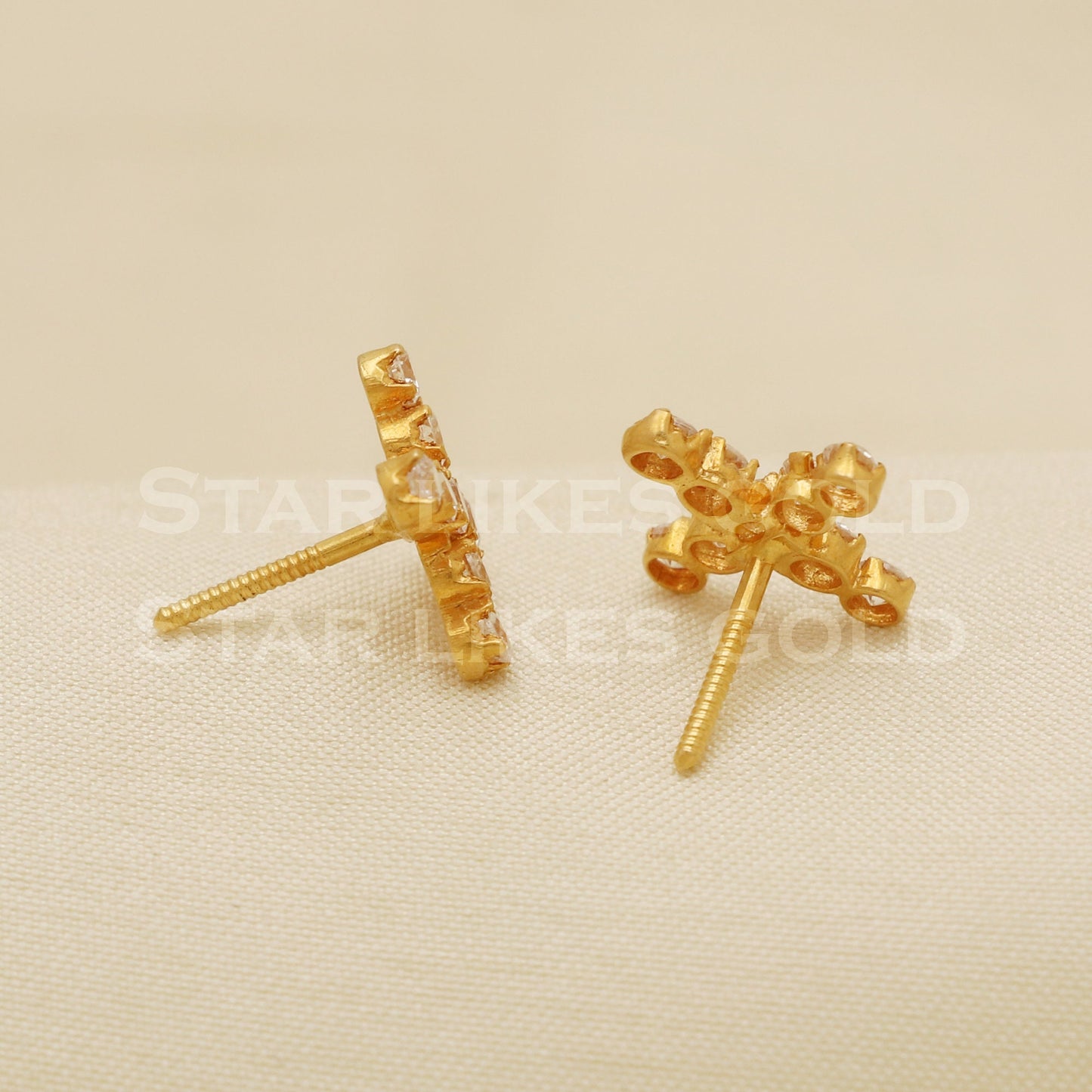 X Design 18 karat 18k gold stud earrings jewelry