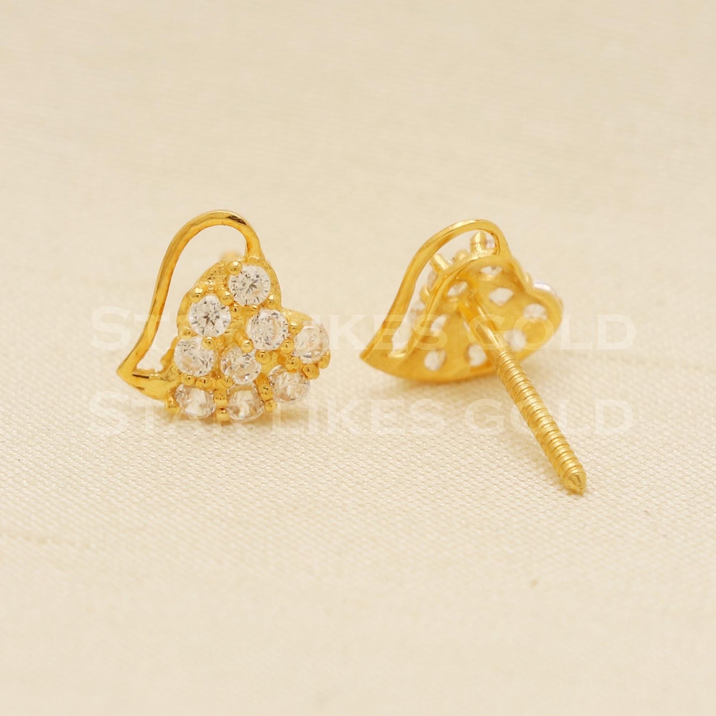 Zircon 18 karat 18k gold stud earrings jewelry