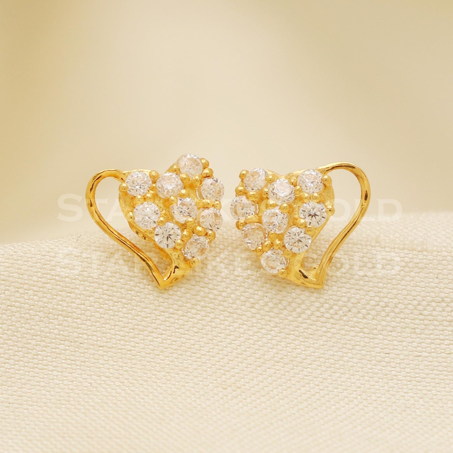 Zircon 18 karat 18k gold stud earrings jewelry