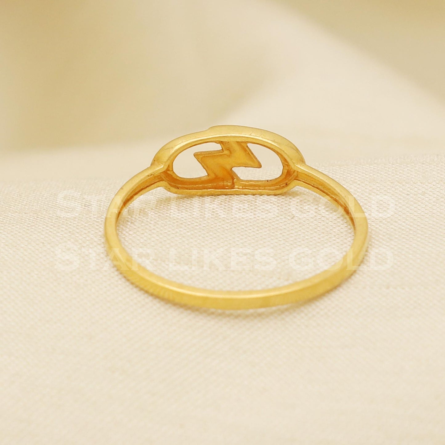 Chic 22K Gold Lightning Symbol Ring | Trendy Gold Band for Her B1278