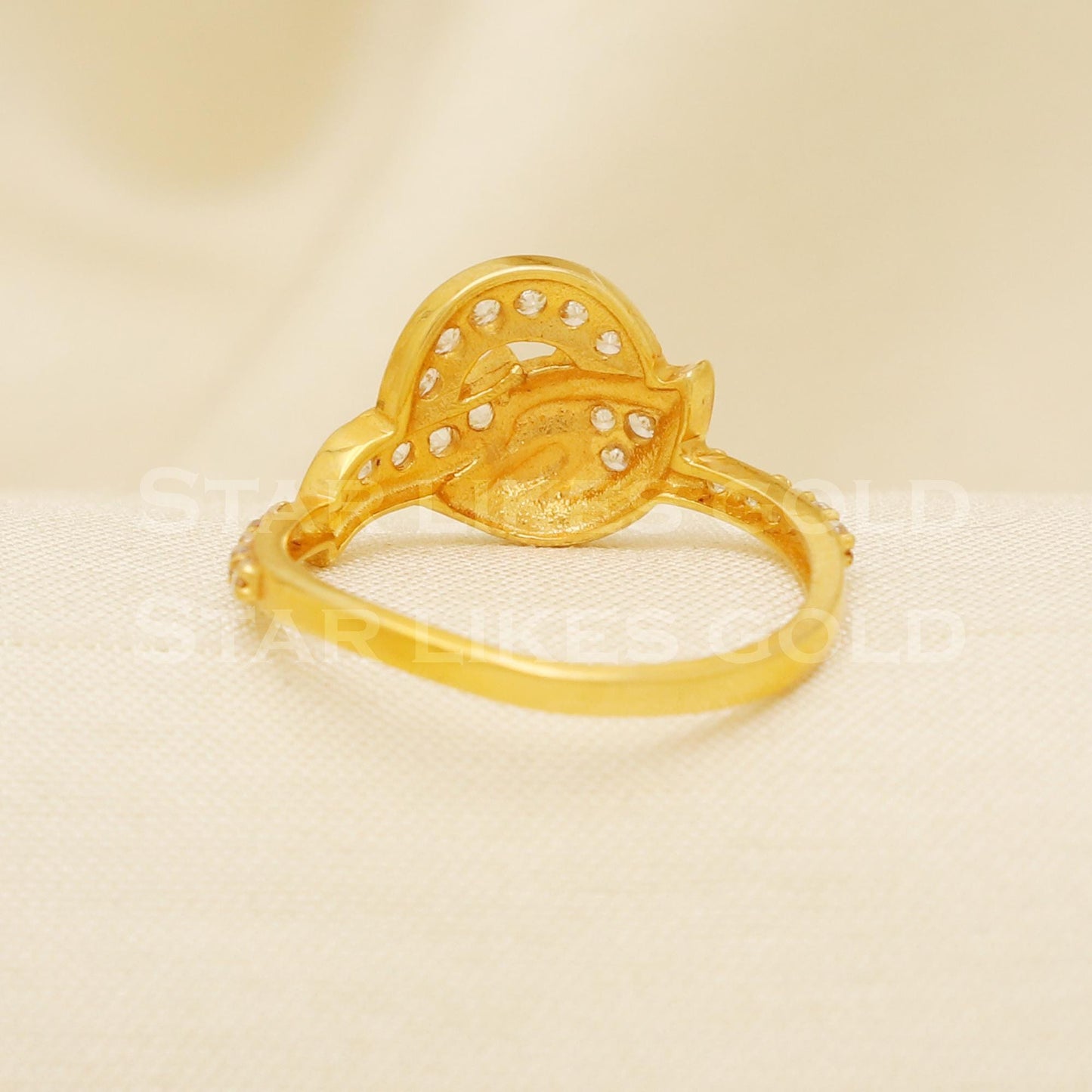 Artistic 18k Gold Colorful Enamel Ring | CZ Studded Peacock Design for Her, B1305