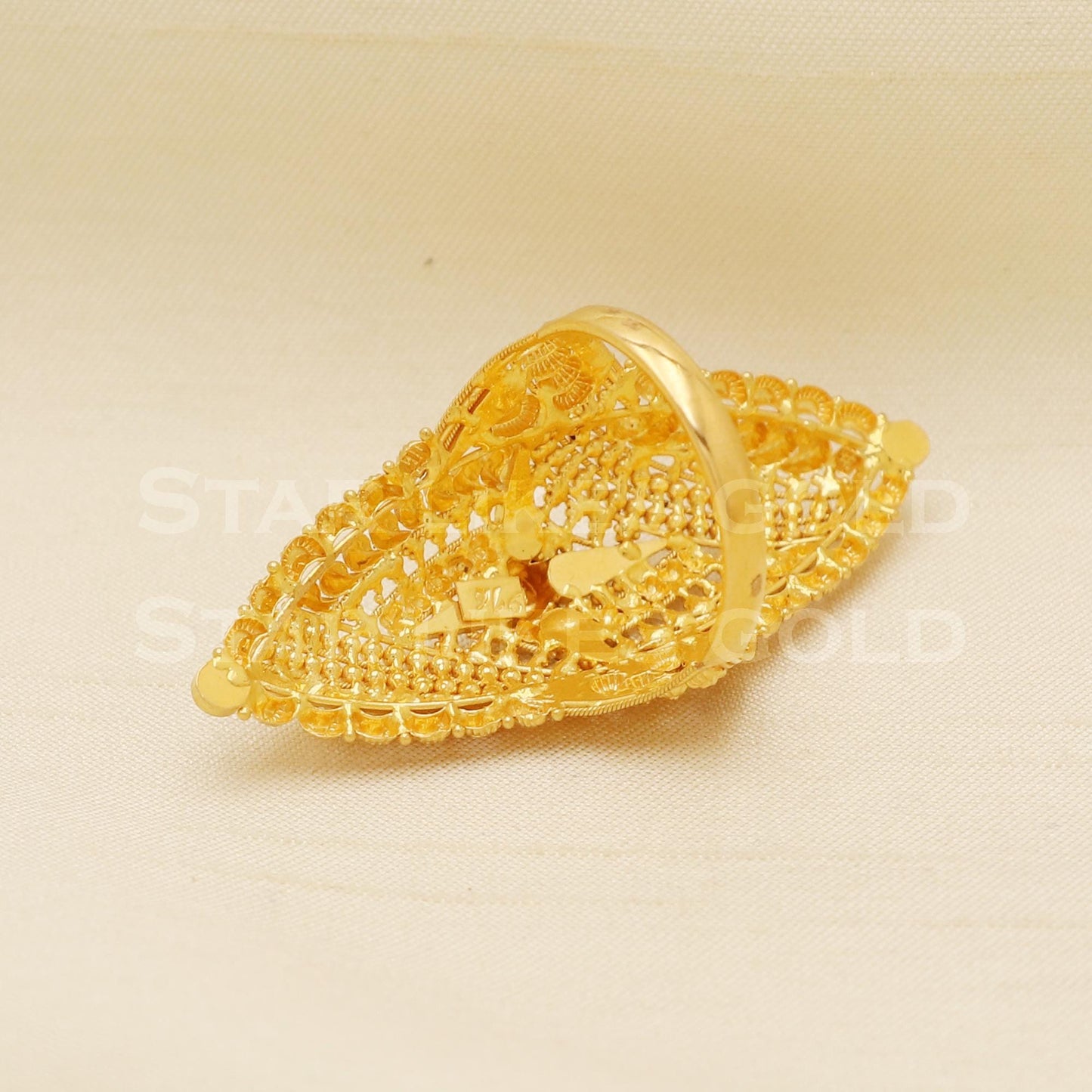 Elegant 22K Yellow Gold Long Pattern Ring | Bridal & Festive Wear B1310