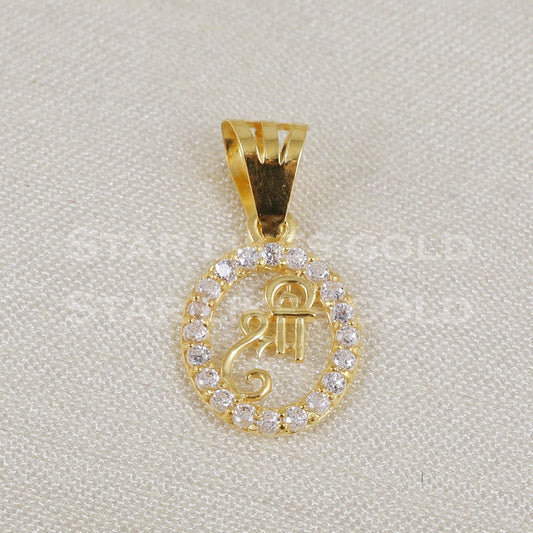 shree 18k Yellow Gold Pendant Indian Handmade Jewelry