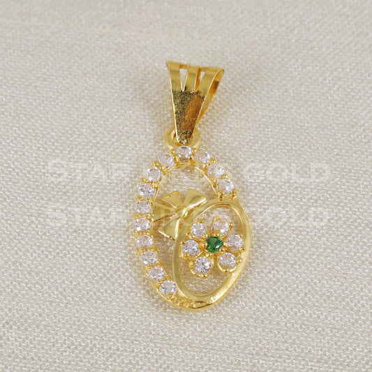 Flower 18k Yellow Gold Pendant Indian Handmade Jewelry
