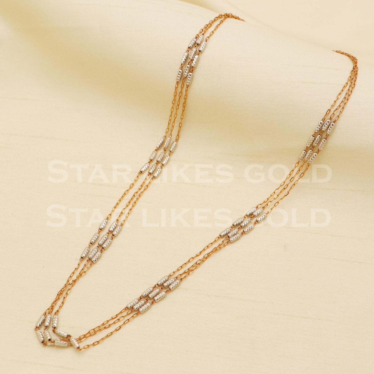 18k GOLD chain necklace Handmade fine Jewelry, B1442