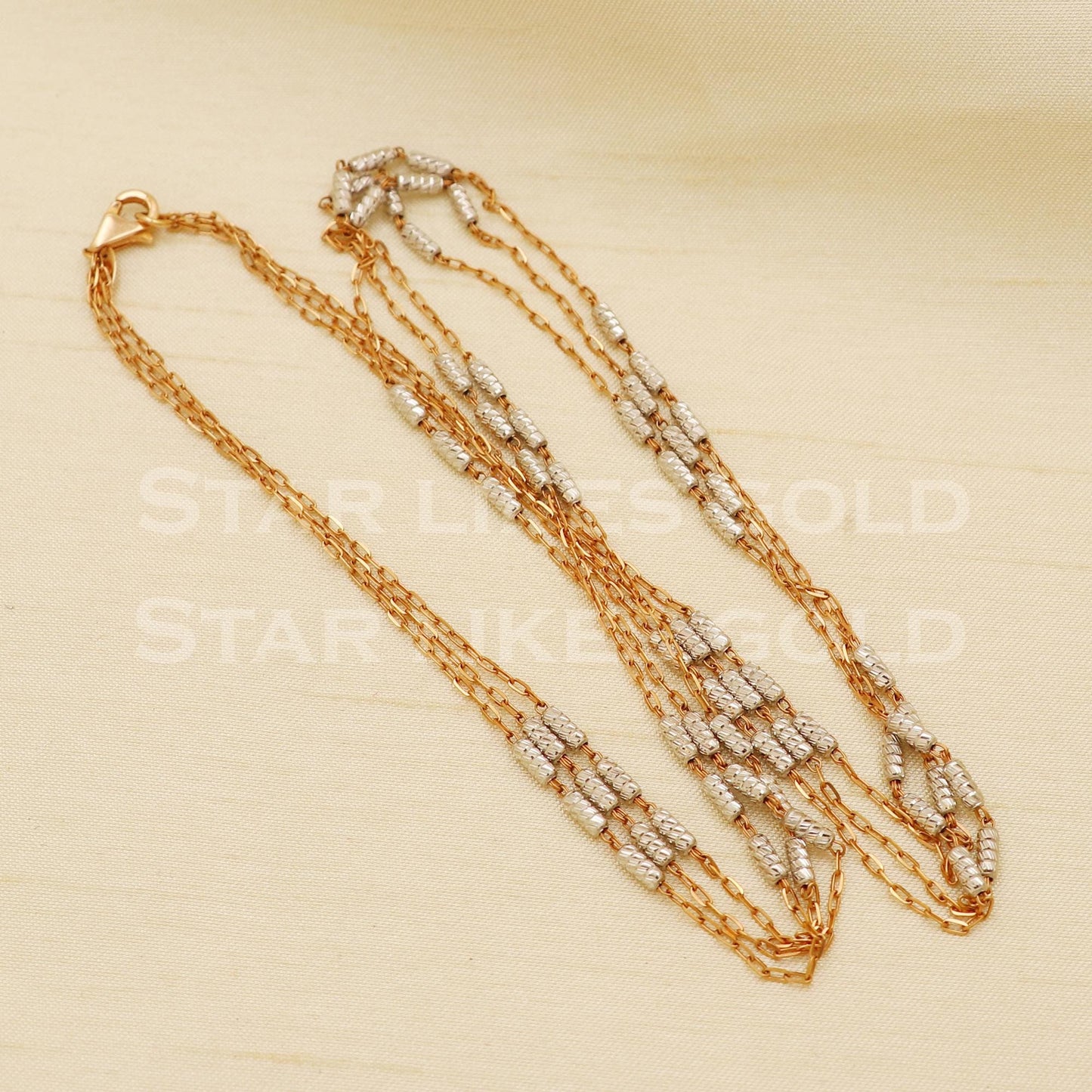 18k GOLD chain necklace Handmade fine Jewelry, B1442
