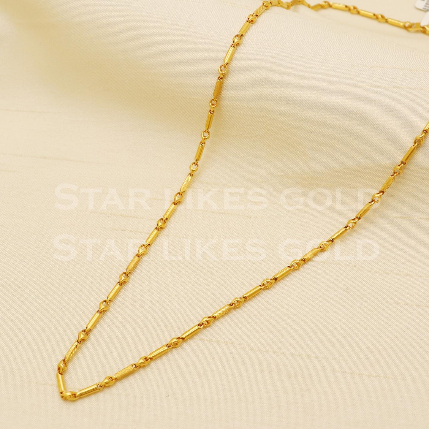 18k Hallmark Gold Traditional Floral Motif Bead Chain, B1451