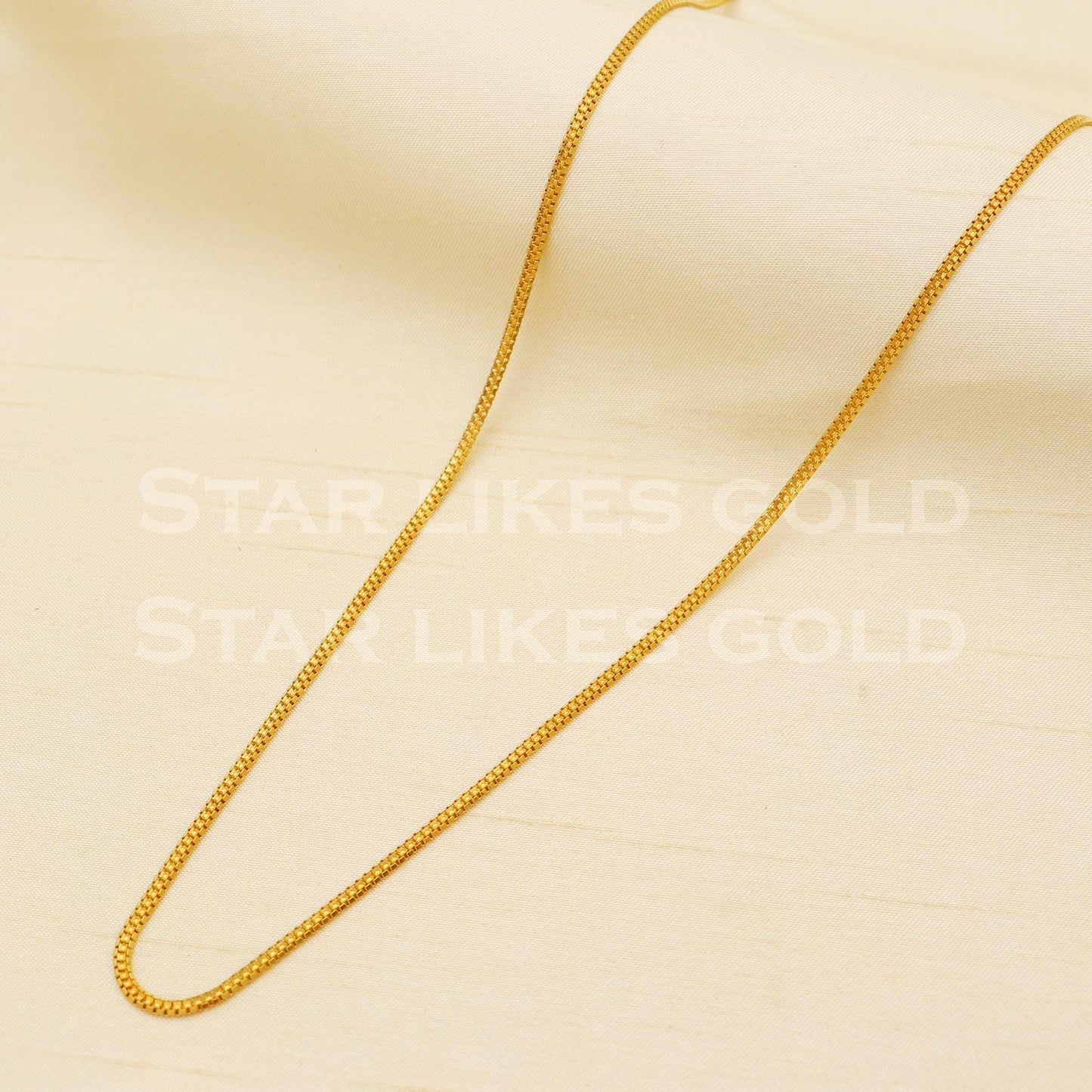 18k Hallmark Gold Classic Box Link Chain for Daily Wear, B1459