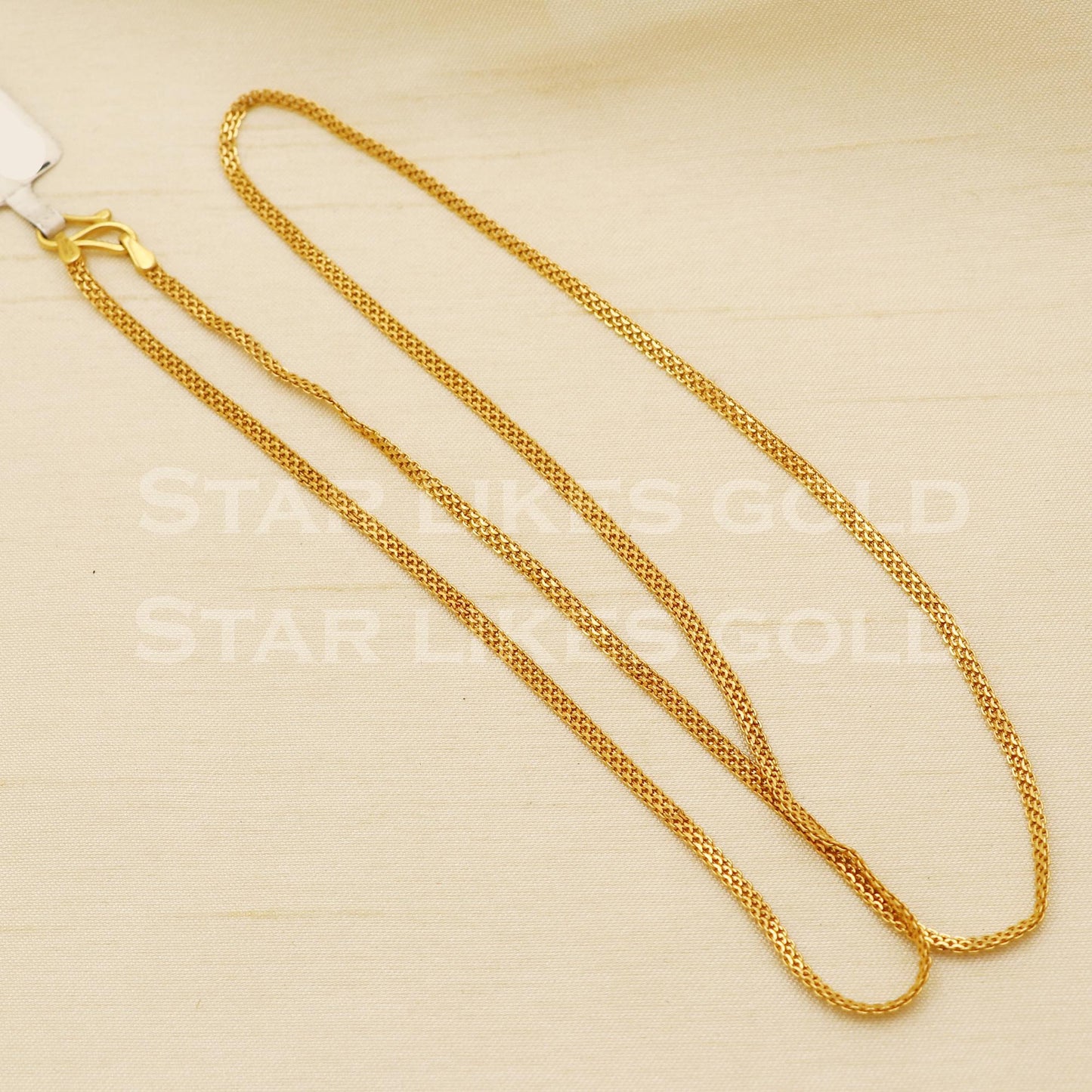 Premium 18k Hallmark Gold Thin Box Three Link Elegant Chain, B1463