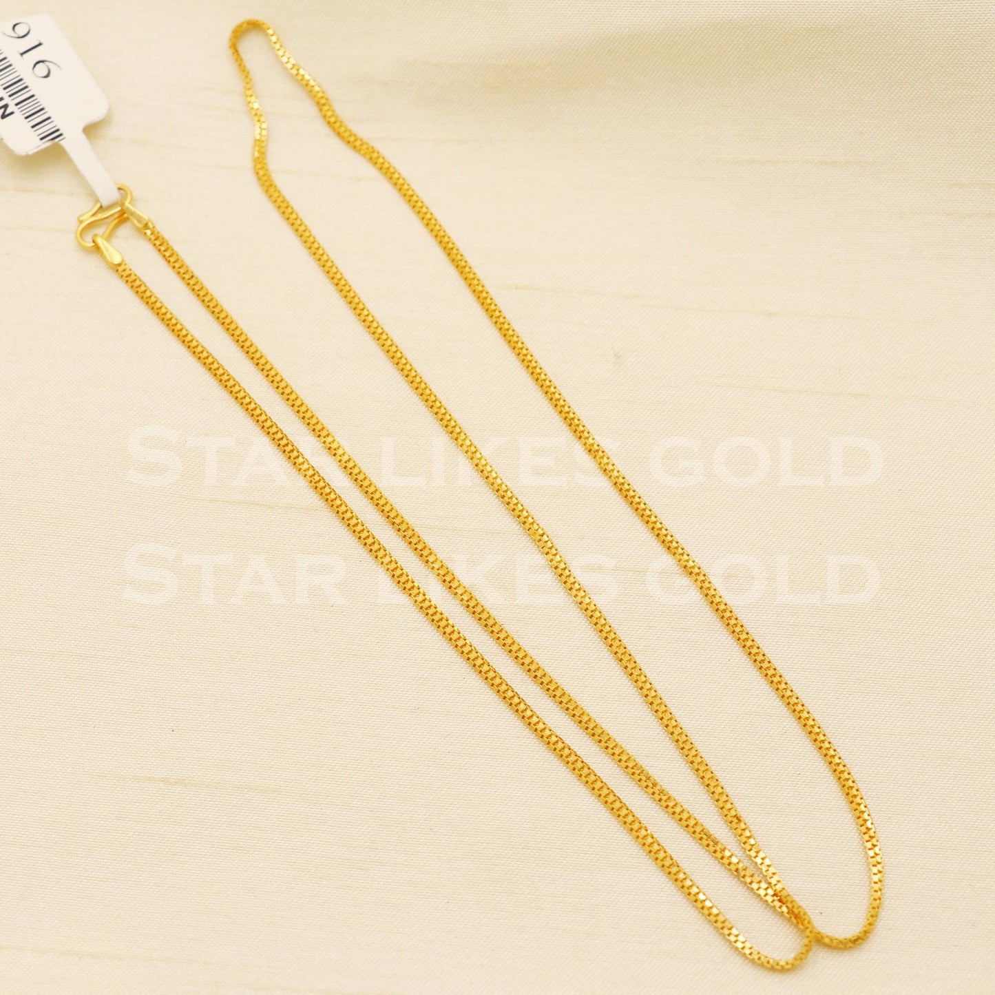 Premium 18k Hallmark Gold Thin Box Double Link Elegant Chain, B1468