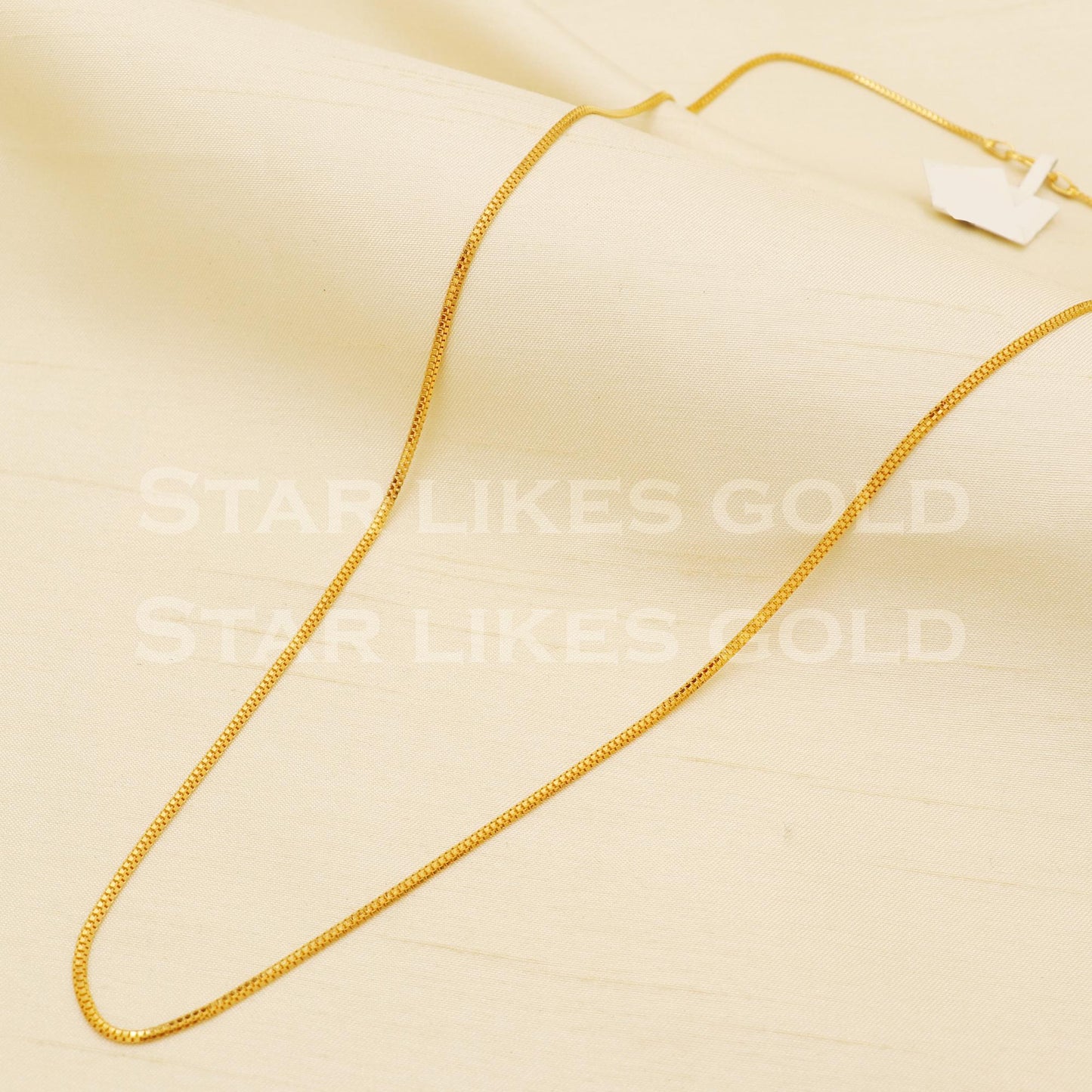 Premium 18k Hallmark Gold Thin Box Double Link Elegant Chain, B1468