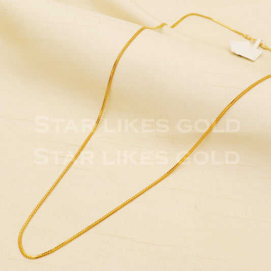 Premium 18k Hallmark Gold Thin Box Double Link Elegant Chain, B1468
