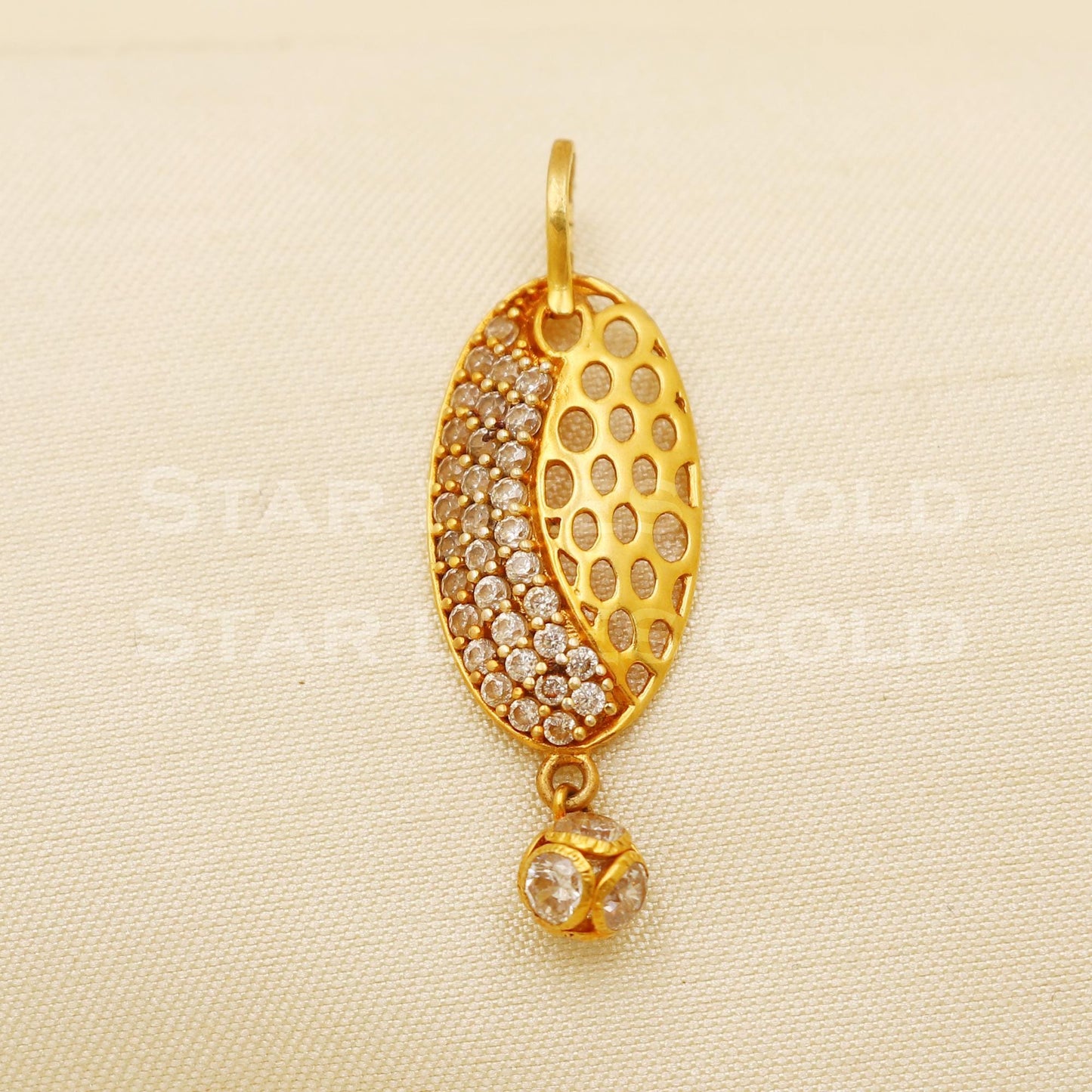 Beautiful 18k Yellow Gold Handmade Zircon Pendant Jewelry, B1472