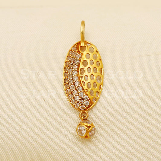 Beautiful 18k Yellow Gold Handmade Zircon Pendant Jewelry, B1472