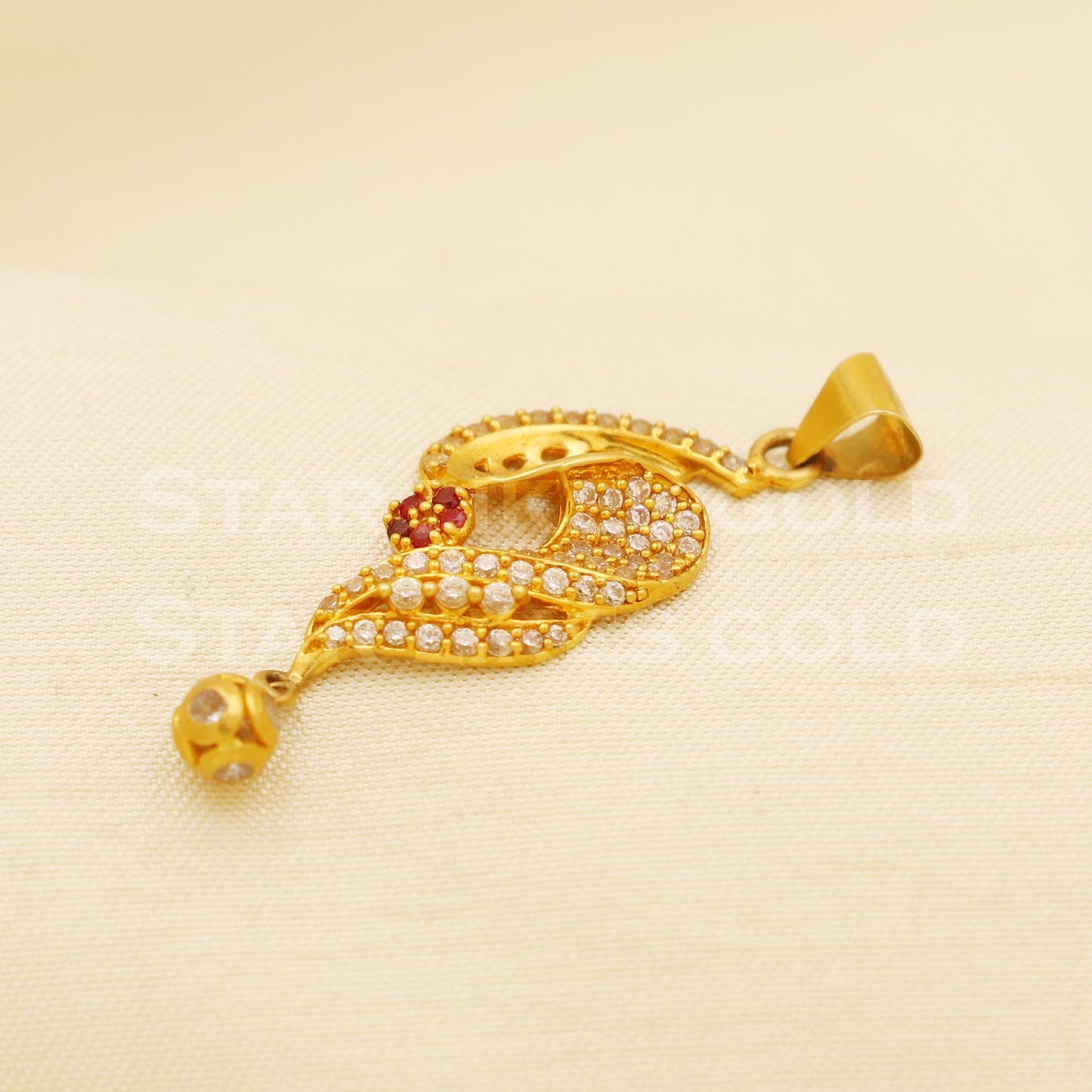 Beautiful 18k Yellow Gold Handmade Zircon Pendant Jewelry, B1474