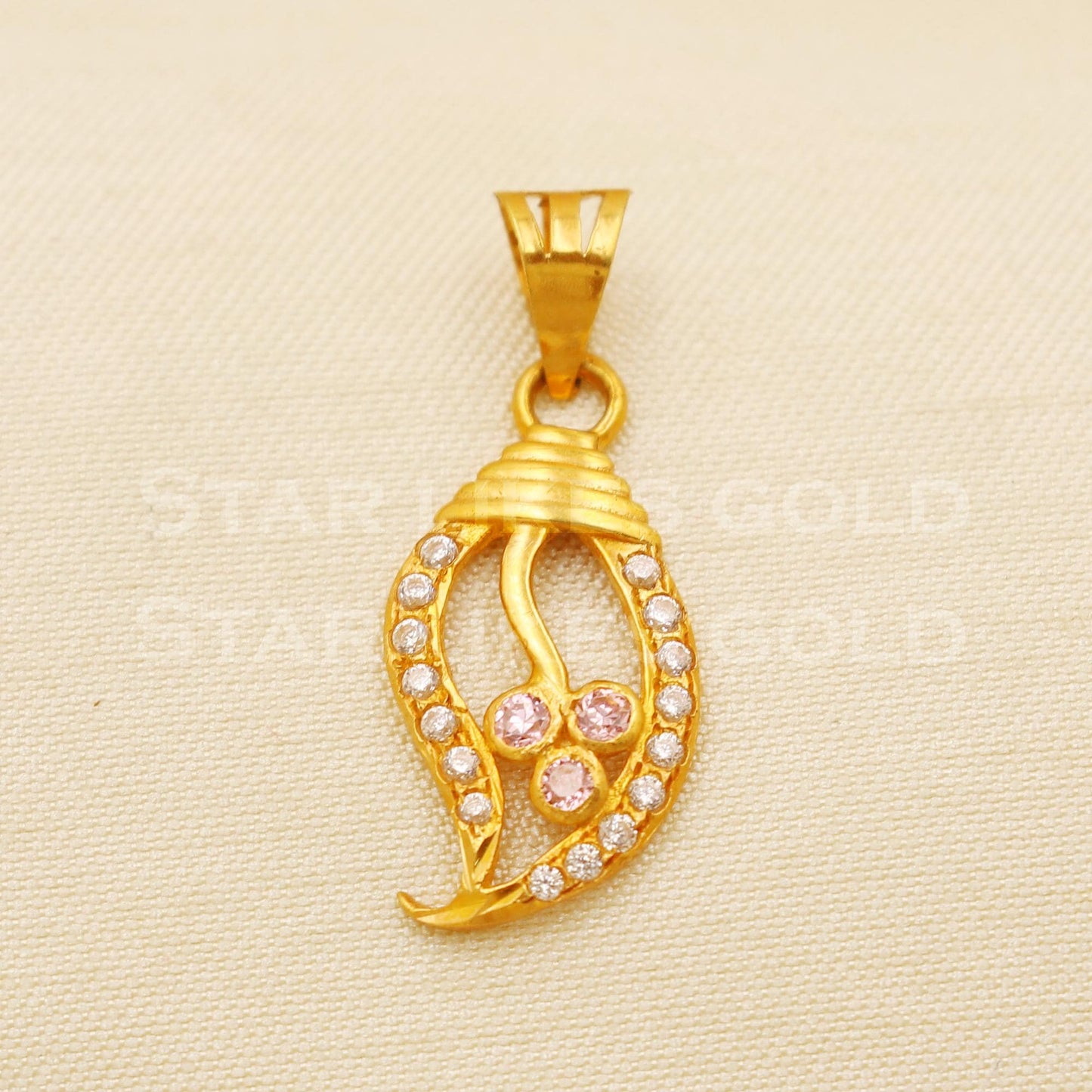 Beautiful 18k Yellow Gold Handmade Zircon Pendant Jewelry, B1477