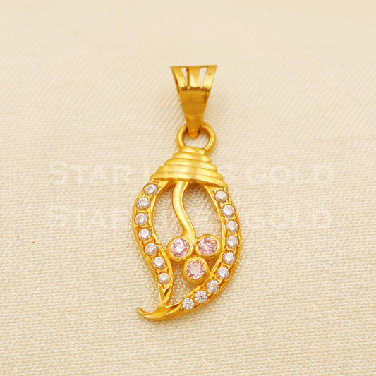 Beautiful 18k Yellow Gold Handmade Zircon Pendant Jewelry, B1477