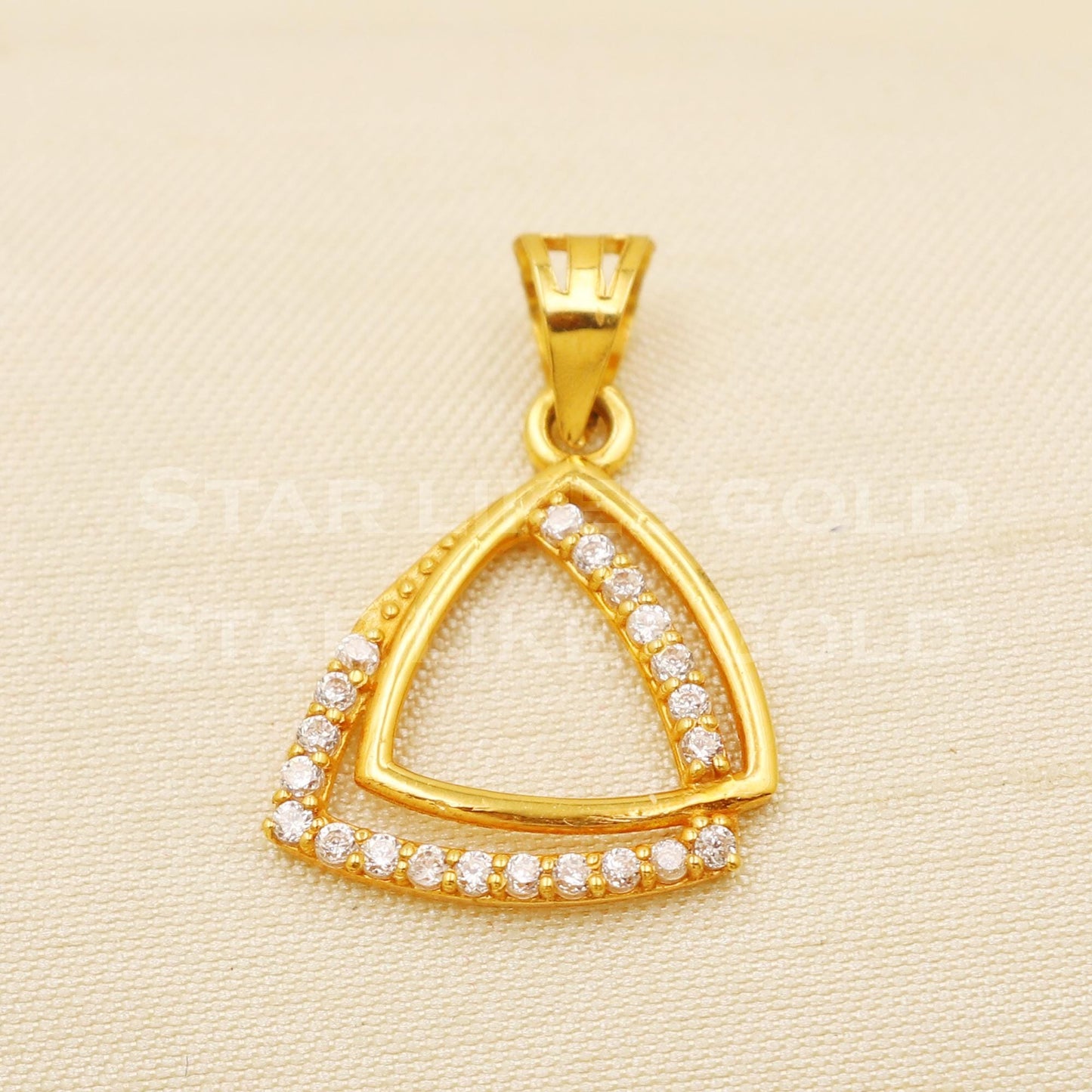 18k Yellow Gold Handmade Zircon Pendant Jewelry, B1488