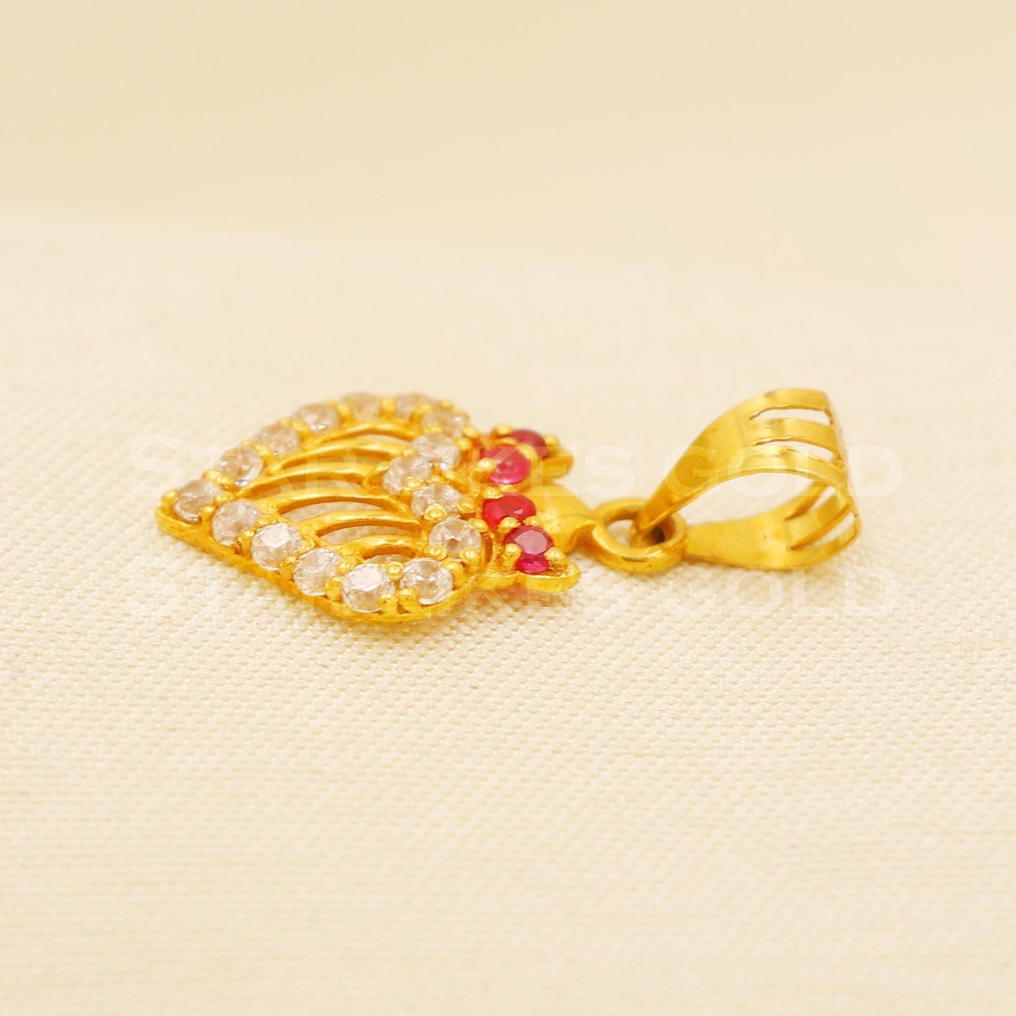 Heart 18k Yellow Gold Handmade Zircon Pendant Jewelry, B1493