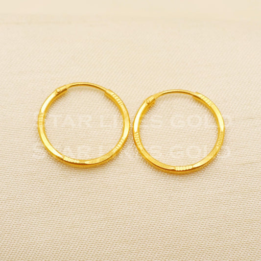 18K Premium Gold Sleek Round Bali Earrings | Lightweight & Stylish for Women, B1498