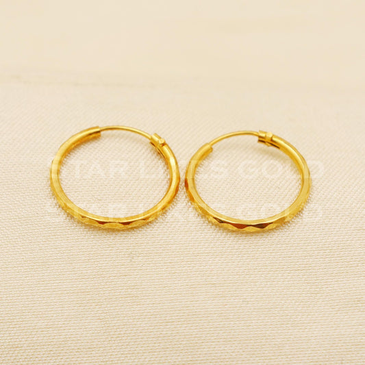 18K Gold Engraved Hoop Earrings | Minimalist High-Polish Jewelry Gift, B1507
